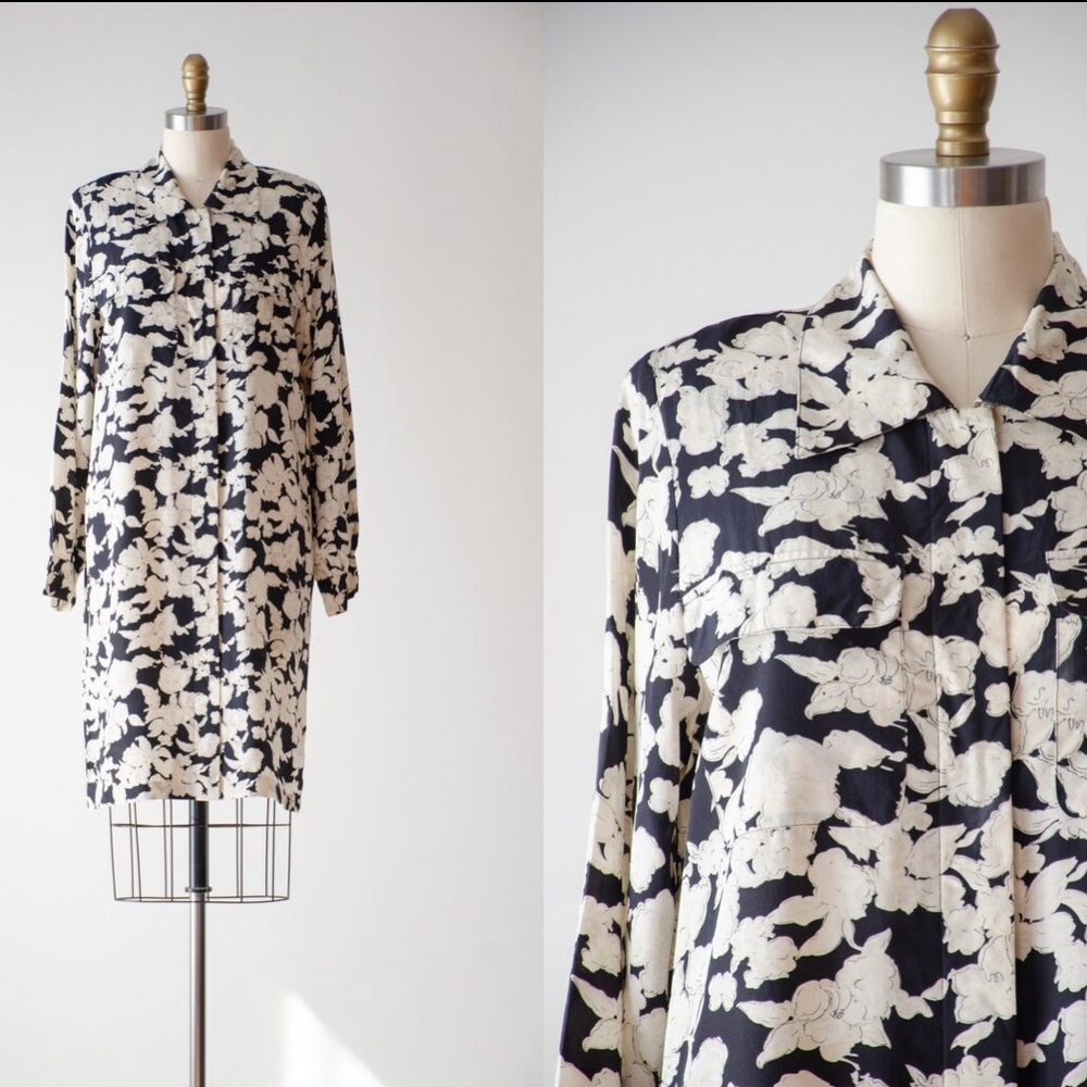 90’s vintage Doncaster white floral silk dress
